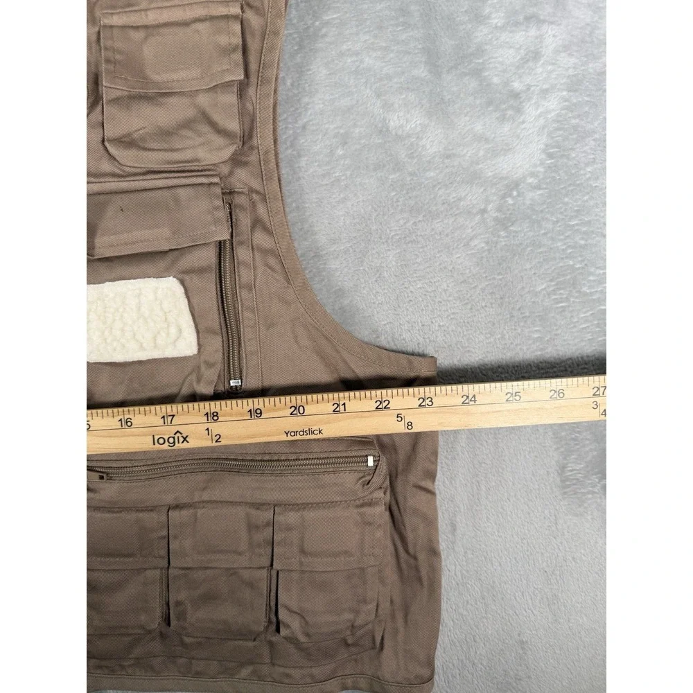 Ausable Fishing Vest Mens Large Tan Full Zip Cotton Twill Angler Outdoor NWT